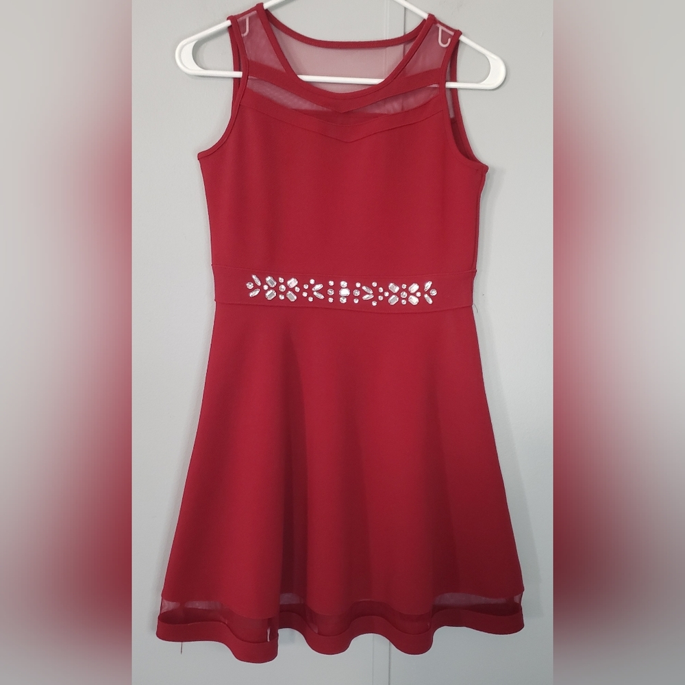 The Children's Place Red Sleeveless Fit & Flare Embellished Dress